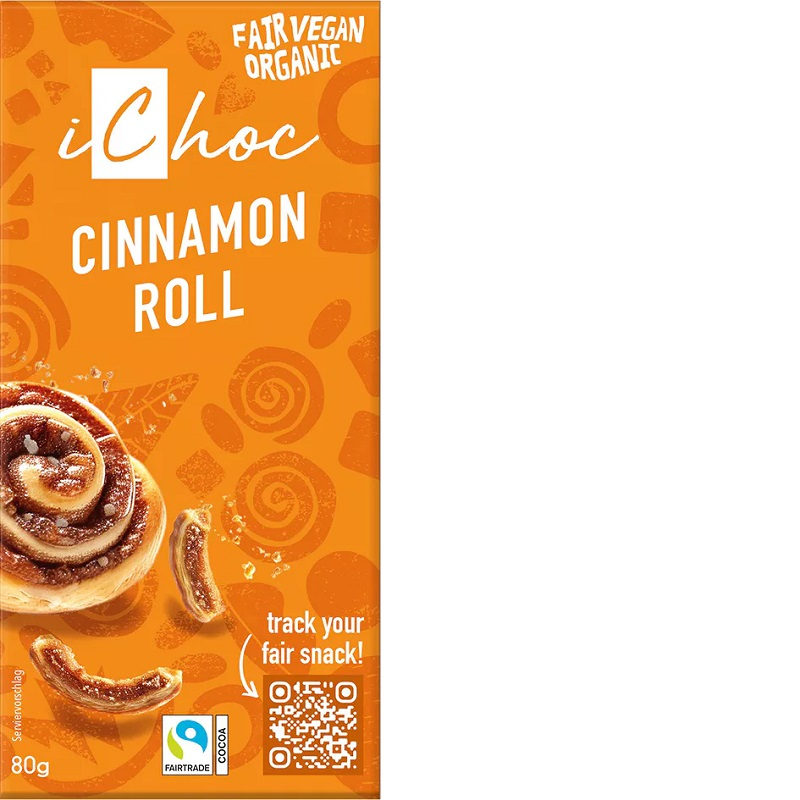 BIO Vegan čokoláda Ichoc skořicová rolka 80 g