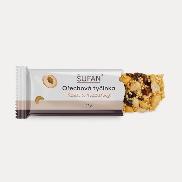 Šufan Ořechová tyčinka kešu a meruňky 33 g